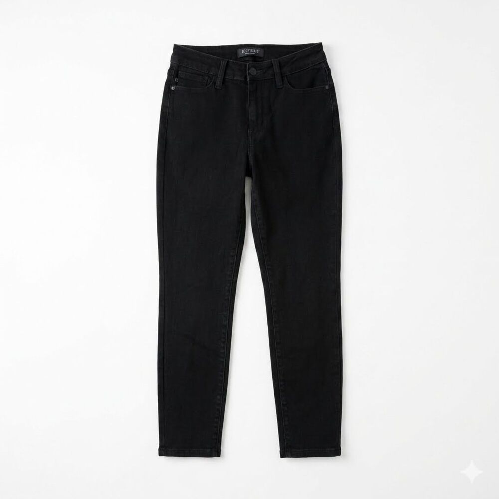 Judy Blue Jeans Womens 5/27 Black Mid Rise Skinny Ankle Stretch Denim